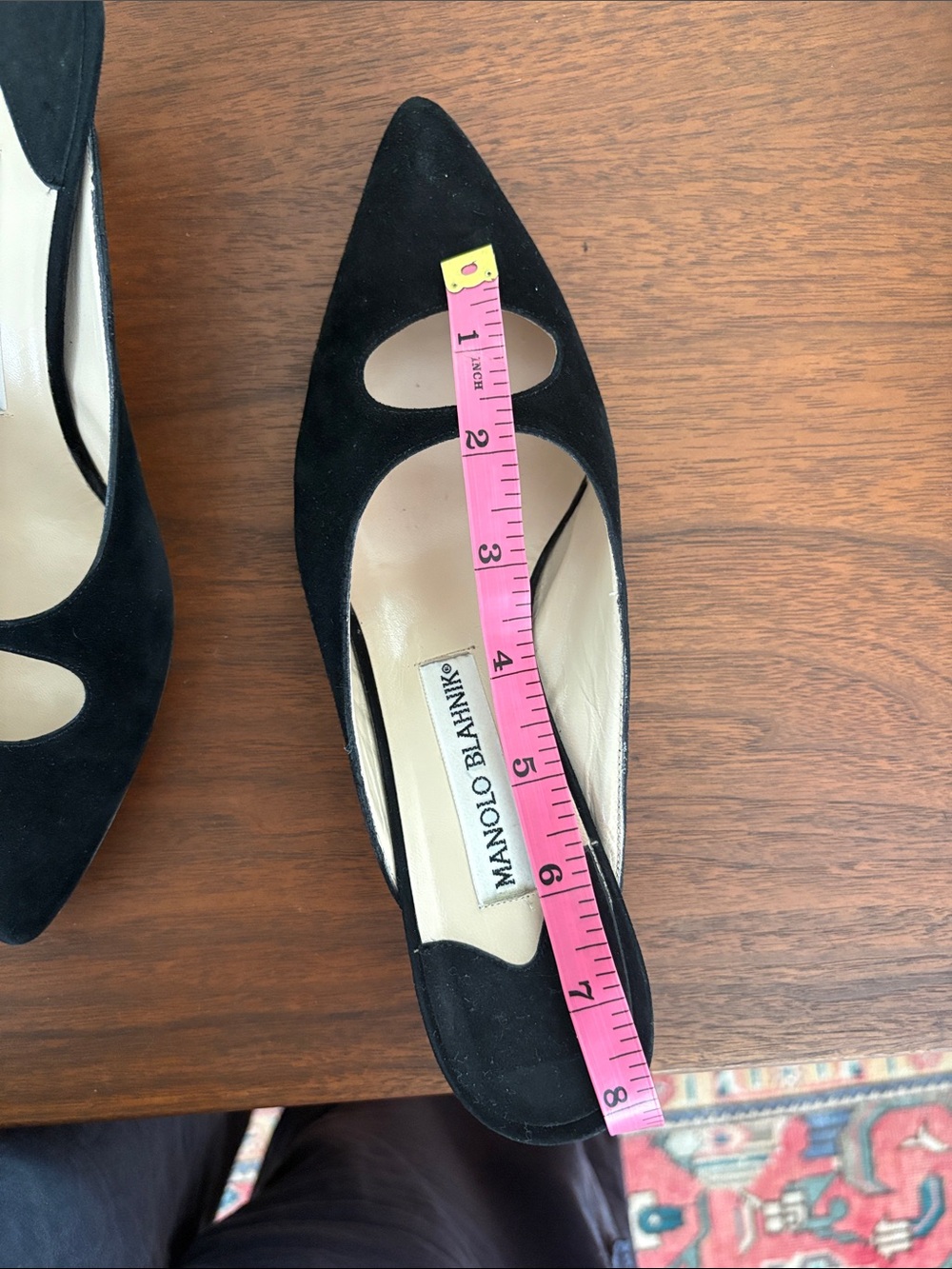 Vintage Manolo Blahnik Black Suede Pointed Toe Kitten Heel Mules - Picture 6 of 6